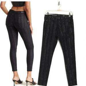 NWT AG Farrah Metallic Stripe High Waist Ankle Crop Skinny Jeans